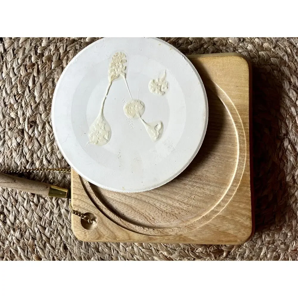 Vintage Fred Press Cheese Board Ceramic Tile Tulips Wood Serving Tray with Knife